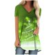 thumbnail image 1 of Camiseta Impresa con Cuello en V de Manga de Raglan de la Parte Trasera Larga Delantera Corta de las Mujeres de Navidad, Vacaciones Informales, 1 of 8