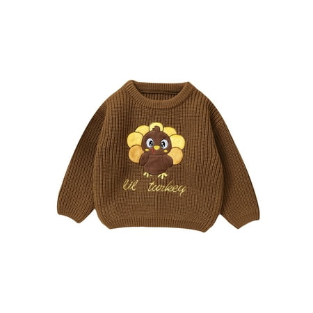 

Lesimsam Toddler Girls Boys Thanksgiving Sweaters 6M 9M 12M 18M 2T 3T Long Sleeve Crew Neck Sweatshirts Turkey Embroidery Knit Tops Newborn Infant Clothing