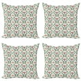 thumbnail image 1 of Abstract Throw Pillow Cushion Case Pack of 4, Illustration of Repeating Ivy Botany Ukrainian Folk Style Motifs on Plain Backdrop, Modern Accent Double-Sided Print, 4 Sizes, Multicolor, by Ambesonne, 1 of 2