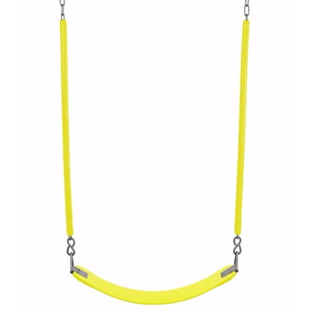 Machrus Swingan Belt Swing For All Ages with Soft Grip Chain - Fully Assembled - Yellow