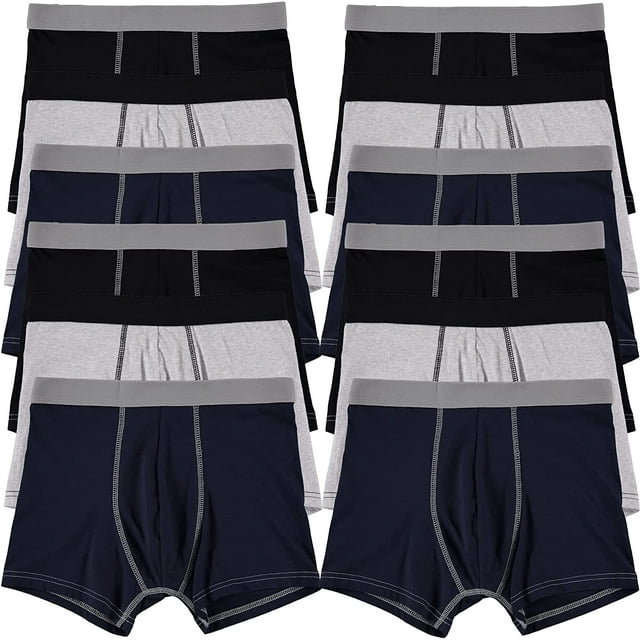 12 Pack of Mens Boxer Briefs Underwear Bulk, 100 Cotton, Soft, Comfortable, Assorted Colorful