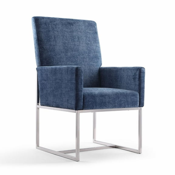 Manhattan Comfort Element 18.9" Velvet Dining Armchair in Blue