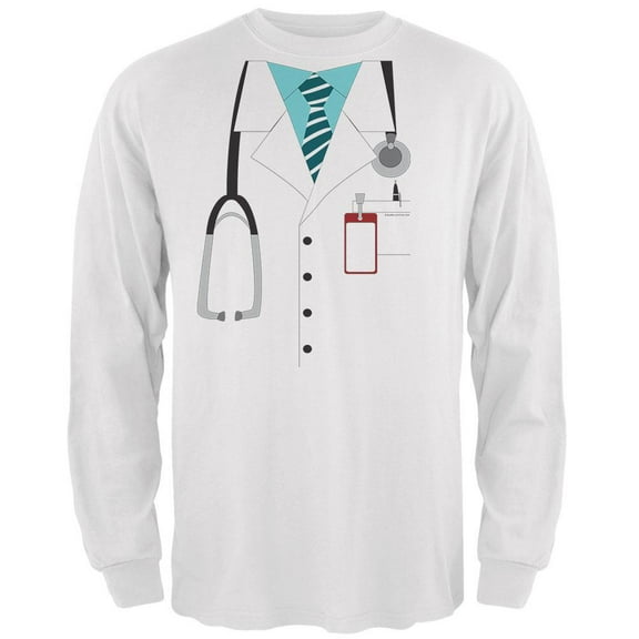 Halloween Doctor Costume Mens Long Sleeve T Shirt White LG