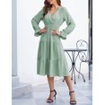 thumbnail image 6 of Women's Spring Dress, Long Sleeve Mini Tunic Casual V Neck Wedding Guest Dresses, 6 of 7