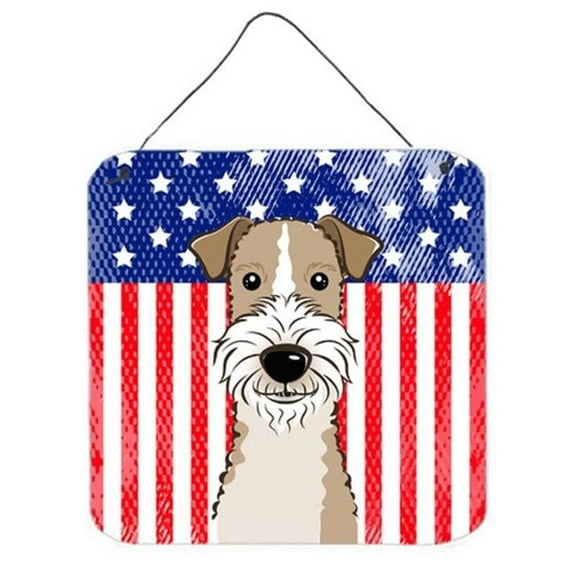 American Flag & Wire Haired Fox Terrier Wall or Door Hanging Prints