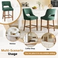 thumbnail image 6 of ClinQ 26'' Counter Height Bar Stools Set of 2, Upholstered Bar Stools With Walnut Curved Footrest， Modern Counter Stools with Back for Kitchen Island ，Green, 6 of 6