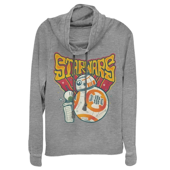 Junior's Star Wars: The Rise of Skywalker Droid Duo Cowl Neck Sweatshirt Gray Heather 2X Large