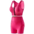 thumbnail image 3 of PNTUTB Women's Casual Sports Set,Breathable Comfortable Solid-Color Two-Piece Set with Front-Zip Sports Bra and High-Waisted High Elasticity Shorts, 3 of 5