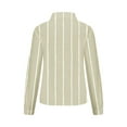 thumbnail image 4 of Fnooota Womens Button Down Shirts, Casual Stripe Long Sleeve Fall Tops Beige Size S, 4 of 5