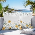 thumbnail image 4 of Outdoor Pillow Cover Yellow Flowers Leaf Set of 2 Waterproof Throw Pillowcases Eucalyptus Leaves Decorative Patio Furniture Pillows for Couch Garden Indoor & Outdoor Use, 4 of 9