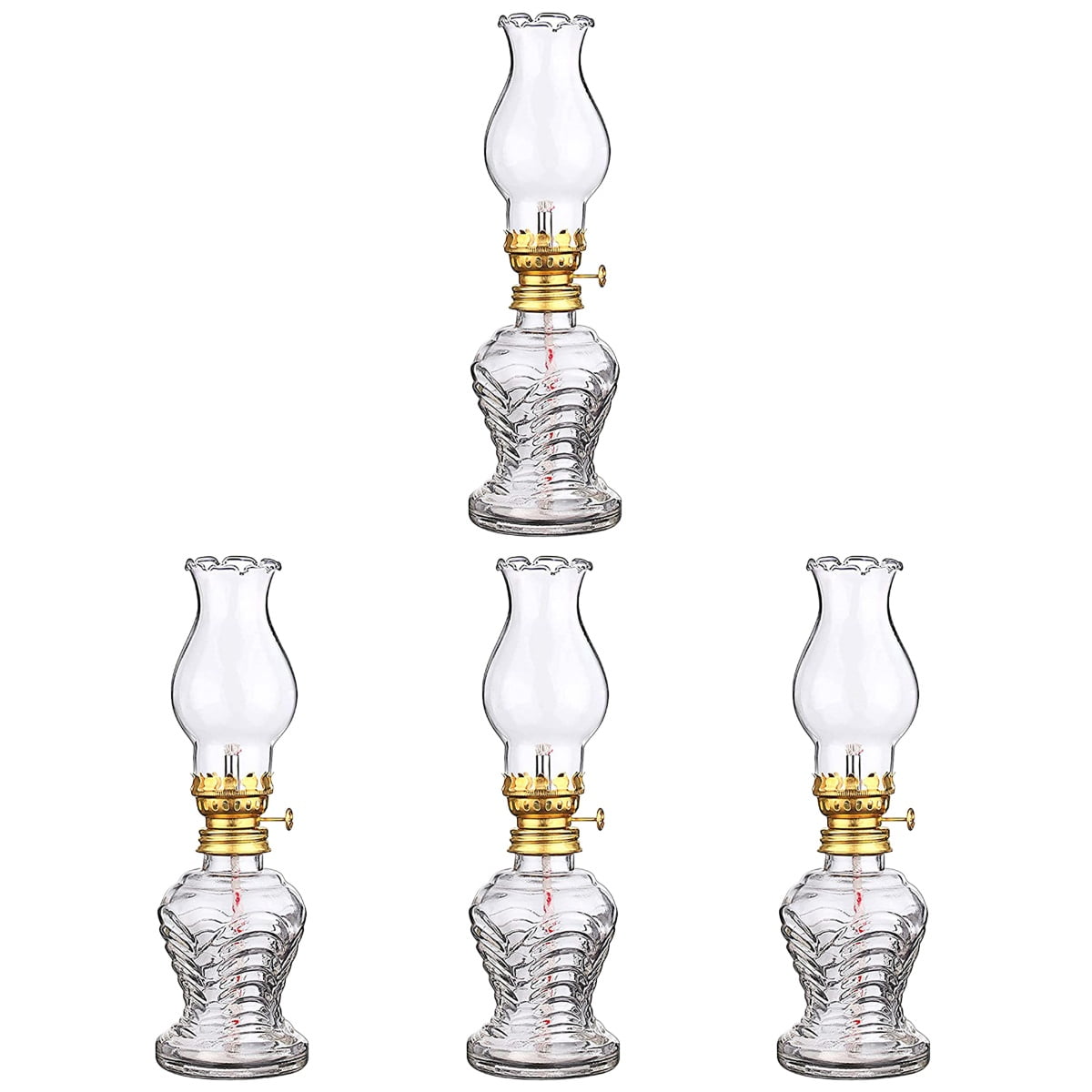 NUOLUX 4pcs Glass Kerosene Lamp Glass Oil Lamp Vintage Oil Lamp Home