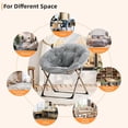 thumbnail image 4 of Gray folding saucer sillas con cozy faux fur, soft thick padded seat, metal frame, y gold legs - moderno style para sala de estar, dormitorio, suitable para para niños y adults (x-grande), 4 of 9