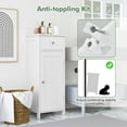 thumbnail image 6 of Small Bathroom Storage Cabinet, Narrow Storage Organizer with Drawer & Single Door, Adjustable Shelves, Anti-Tipping Device, Slim Cabinet for Small Space, Bathroom & Living Room, White, 6 of 18