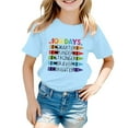 thumbnail image 1 of T-shirts Filles Retour à l'École Imprimé Col Rond Manches Courtes Décontractées Hauts Filles Bleu Clair 6-7 Ans, 1 of 4