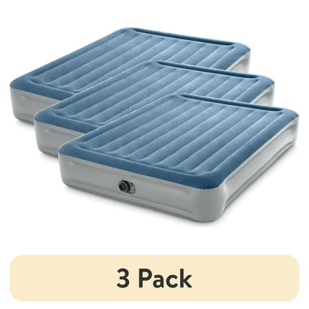 (3 pack) Intex 15" Queen Essential Rest Dura-Beam Deluxe Airbed Mattress with Built in Pump