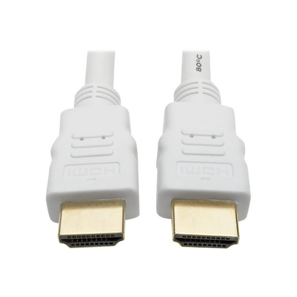 Eaton Tripp Lite Series High-Speed HDMI Cable (M/M) - 4K, Gripping Connectors, White, 10 ft. (3.1 m) - HDMI cable - HDMI male to HDMI male - 10 ft - double shielded - white - molded
