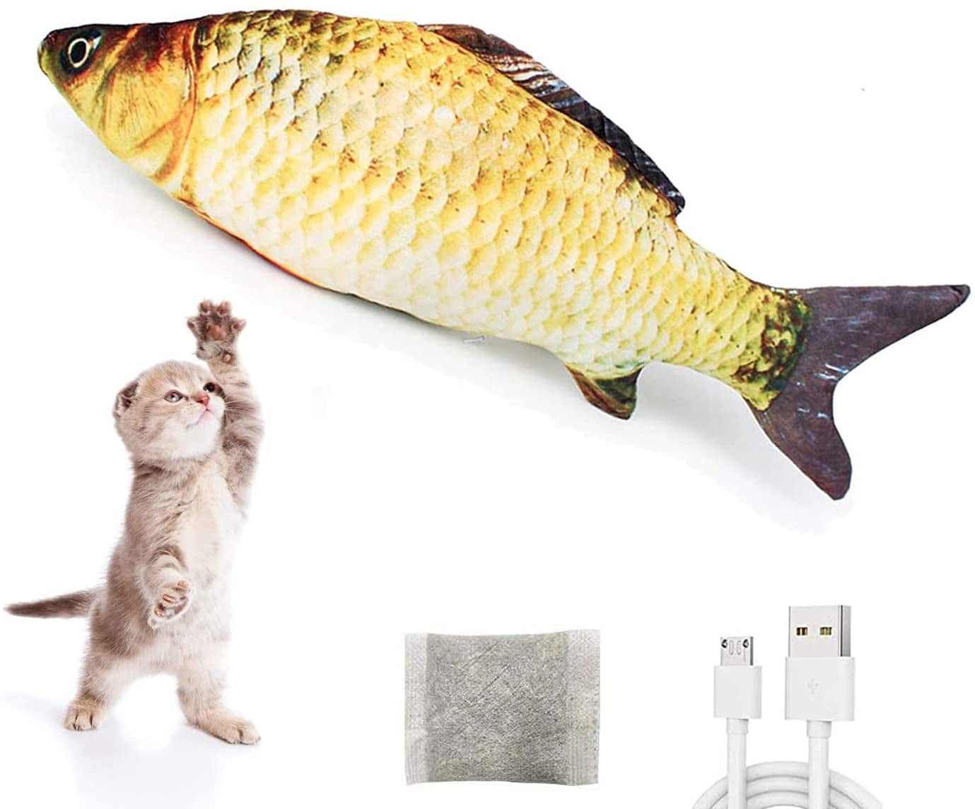 Electric Moving Fish Interactive Catnip Cat Toy Wiggle Flopping Fish