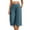 Blue, variant on Women's Pleated Wide Leg Capri Culotte Pants Elastic High Waist Textured Lightweight Wrinkle Resistant Casual Fit Gray XXL