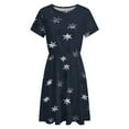 thumbnail image 4 of Stamped Star Short Sleeve Dress Women Summer Evening Dresses Ladies Sundress, 4 of 7