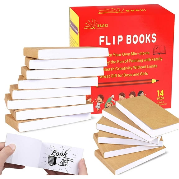 14 Pack Blank Flipbooks, 840 Sheets (1680 Pages) Flip Book Paper for Animation, Sketching and Cartoon Creation, 120GSM No Bleed Drawing Paper and Sewn Binding (4.5" x 2.5")