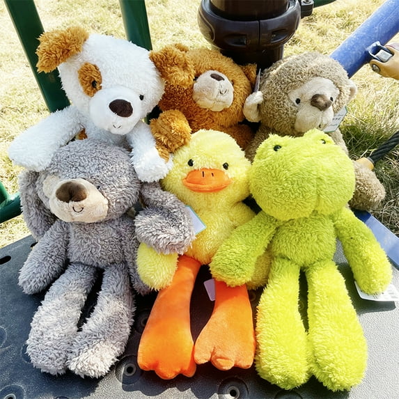 SPRING PARK 11.8 Inch Vivid Frog/Yellow Duck/Piggy/Puppy/Monkey/Spotty Dog Stuffed Toy Pillow Premium Soft Animal Plush Toy for Decoration, Baby Soothing Ragdoll Pillow