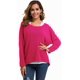 thumbnail image 4 of Jersey holgado UGET de gran tamaño para mujer, rojo rosa, 4 of 5