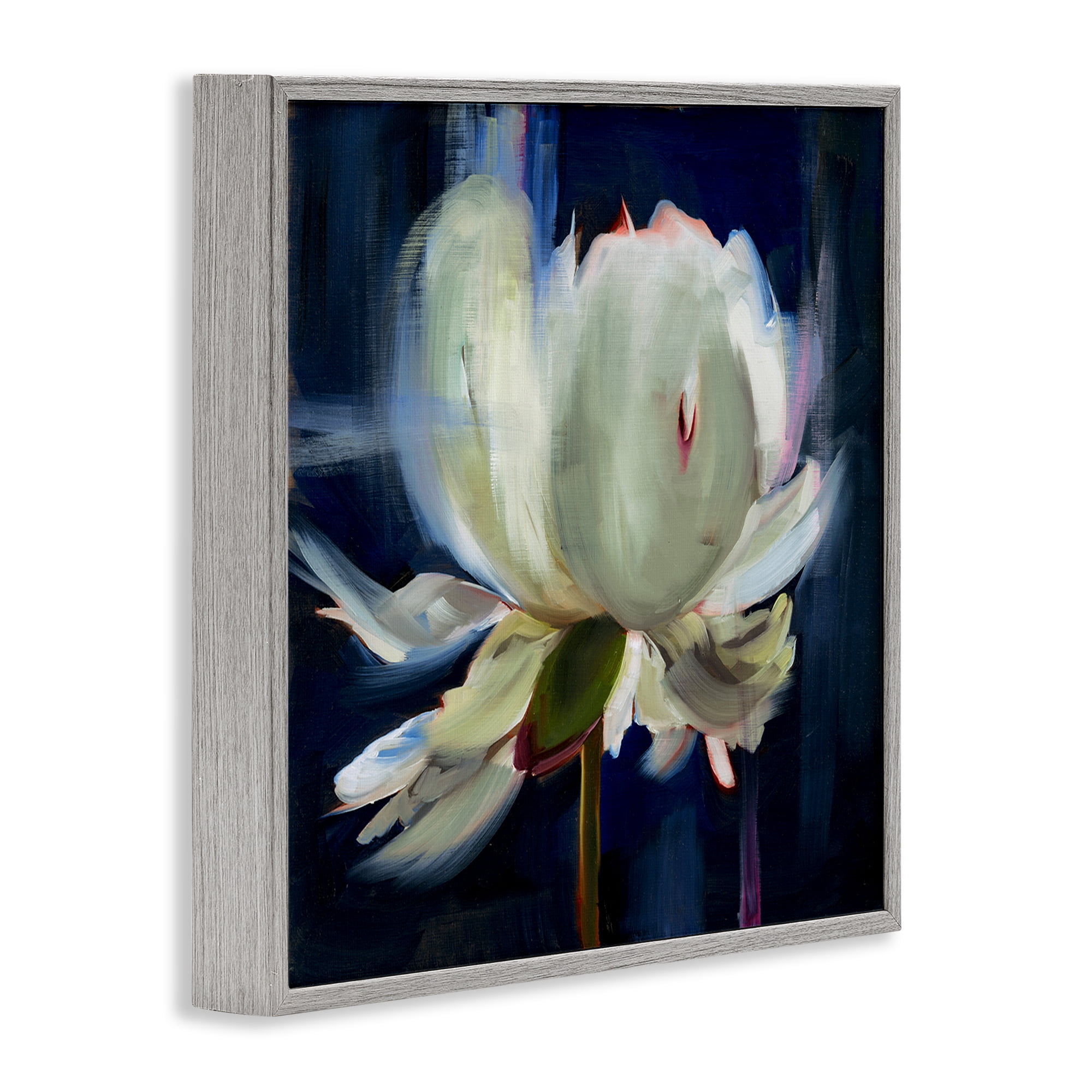 Stupell Industries Abstract Painted Flower Botanical & Floral Painting Gray Framed Art Print Wall Art, 24 x 24