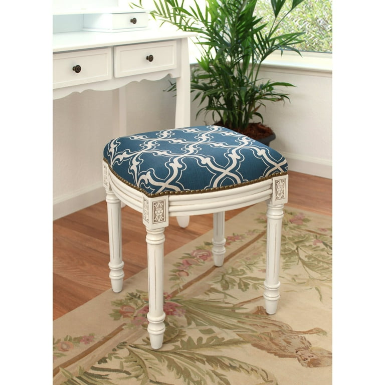 Polizzi Trellis Linen Upholstered Vanity Stool Walmart