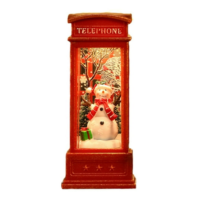 Globo de nieve con forma de farol, cabina telefónica, adorno luminoso navideño para bar, karaoke, decoración, muñeco de nieve
