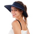 thumbnail image 2 of Sombrero Visera Solar Simplicidad Plegable de Paja Azul Marino con Ala Ancha, 2 of 6