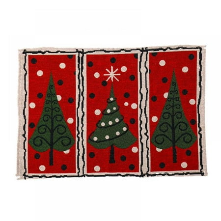 

Hamlinson Christmas Placemats Christmas Tree Placemat Jacquard Embroidered Table Mat Seasonal Winter Rustic Vintage Washable Table Mats Suitable for Banquet Table Decoration