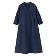 thumbnail image 4 of BUIGTTKLOP Cotton Linen Summer Dresses for Women 3/4 Sleeve Maxi Dresses Casual V Neck A Line Flowy Long Dresses Beach Vacation Clothes, 4 of 6