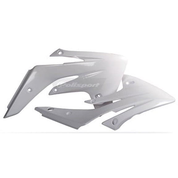 Polisport Radiator Shrouds Scoops for Honda CRF150R - White, OEM Replica, Pre-Drilled, DGP Plastic, Left & Right Pair (8412200002)