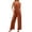 Brown, variant on Women's Solid Strap Jumpsuit with Elastic Waist, Casual Playsuit, Pocket Equipped, Polyester Spandex, for Casual Occasions, Multiple Sizes
