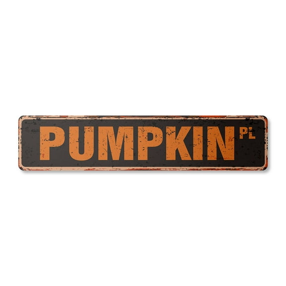 PUMPKIN Vintage Aluminum Street Sign patch halloween squash farm farmer rustic metal tin | Indoor/Outdoor | 18" Wide