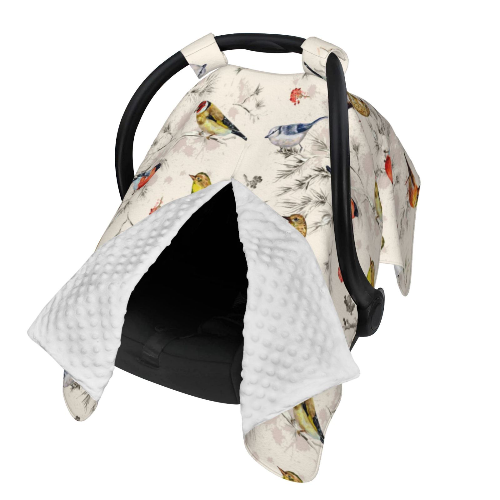 Naloa Little Birds Baby Car Seat Cover, Breathable Baby Carrier Cover, Multiuse Baby Carrier Cover & Nursing Breastfeeding Cover