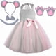 thumbnail image 3 of Vestido de tutú de ratón rosa y gris para niñas, ropa de fiesta navideña, vestidos para niñas, disfraces de animales para carnaval y Halloween, 3 of 5