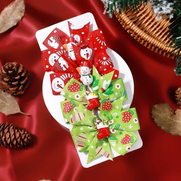 Lazos navideños para niñas, horquillas para fiesta de año nuevo, adornos navideños de ciervo de Papá Noel, accesorios para el cabello para niños, regalos