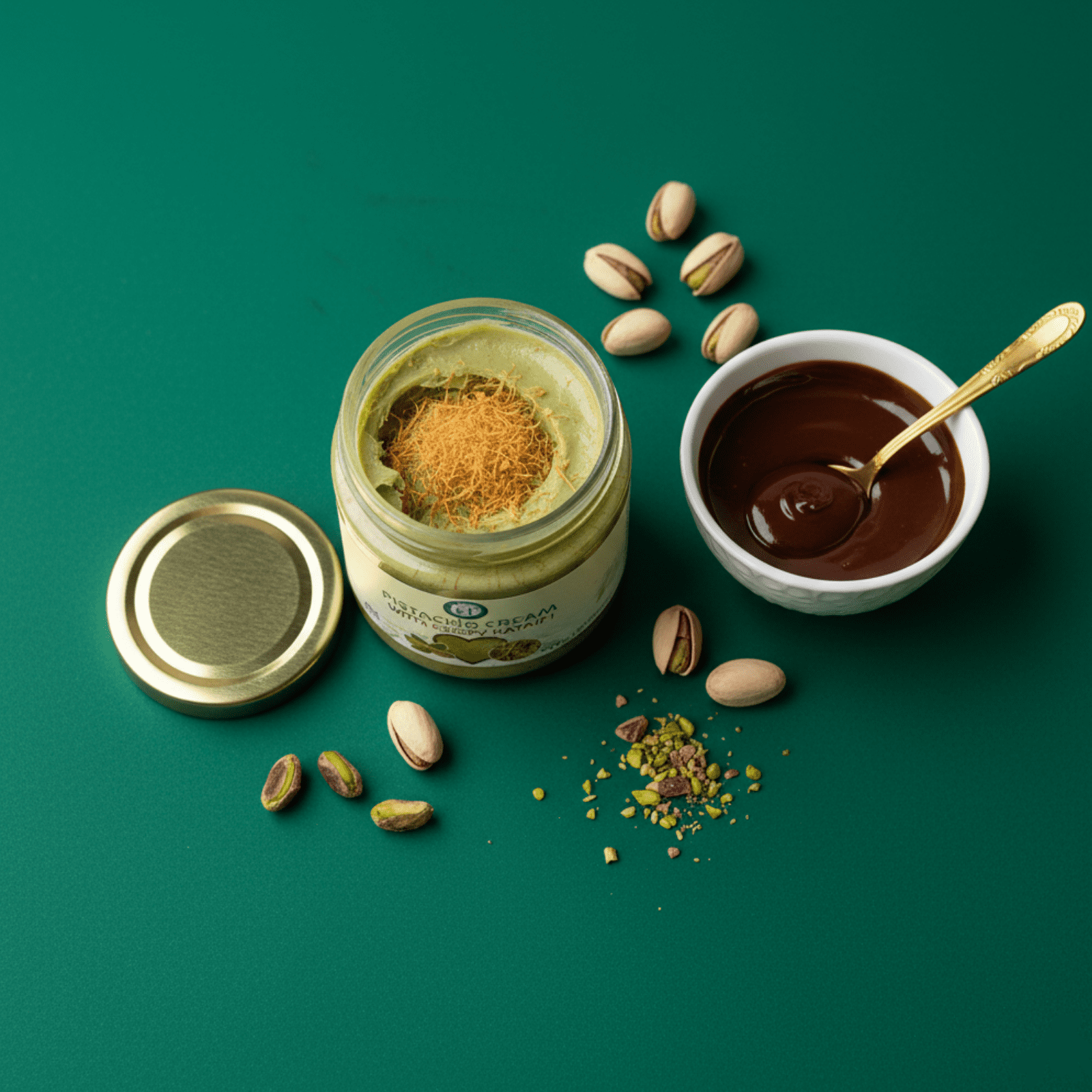 Eastern Feast - Pistachio Cream with Crispy Kataifi, Premium Middle Eastern Dessert Spread, Rich Pistachio Filling, 200g Jar