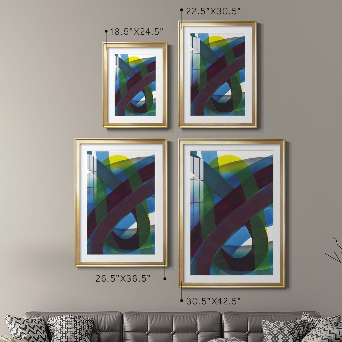 Wexford Home Cool Network I Premium Framed Print, 18.5" x 24.5" - Ready to Hang, Gold (Set of 2)