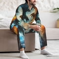 thumbnail image 7 of Salouo Red And Blue Flame Wave Dragon Print Button-Front Long Sleeve Pajama Set for Men, Soft 2Pjs Men's Long Sleeve Sleepwear-Large, 7 of 7