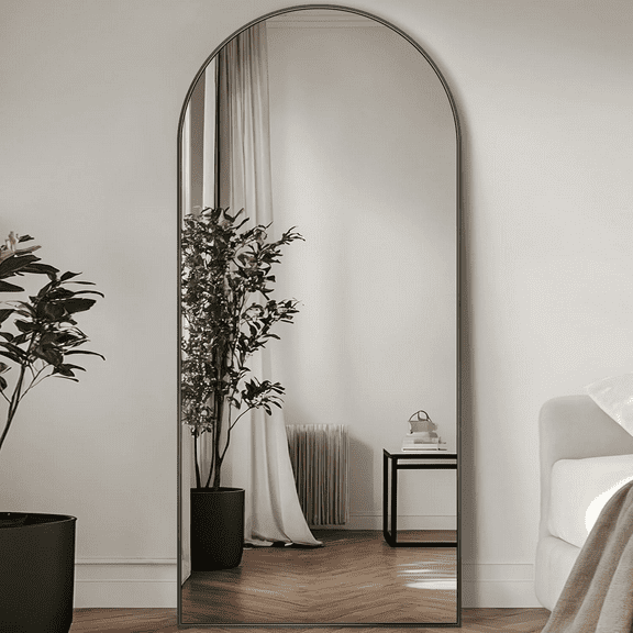 Anyrose 68"x22" Arched Full Length Mirror Free Standing Floor Mirror,Black