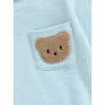 thumbnail image 6 of Cute Romper for Baby Boys Girls Long Sleeve Round Neck Ribbed One-Piece Outfits with Bear Embroidered Pocket, 6 of 8