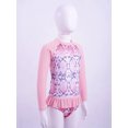 thumbnail image 3 of Linjinx Kids Girls Long Sleeves Rash Guard Shirt 2 Pieces Swimsuit Swimwear Bathing Suit Pink Serpentine 4, 3 of 7