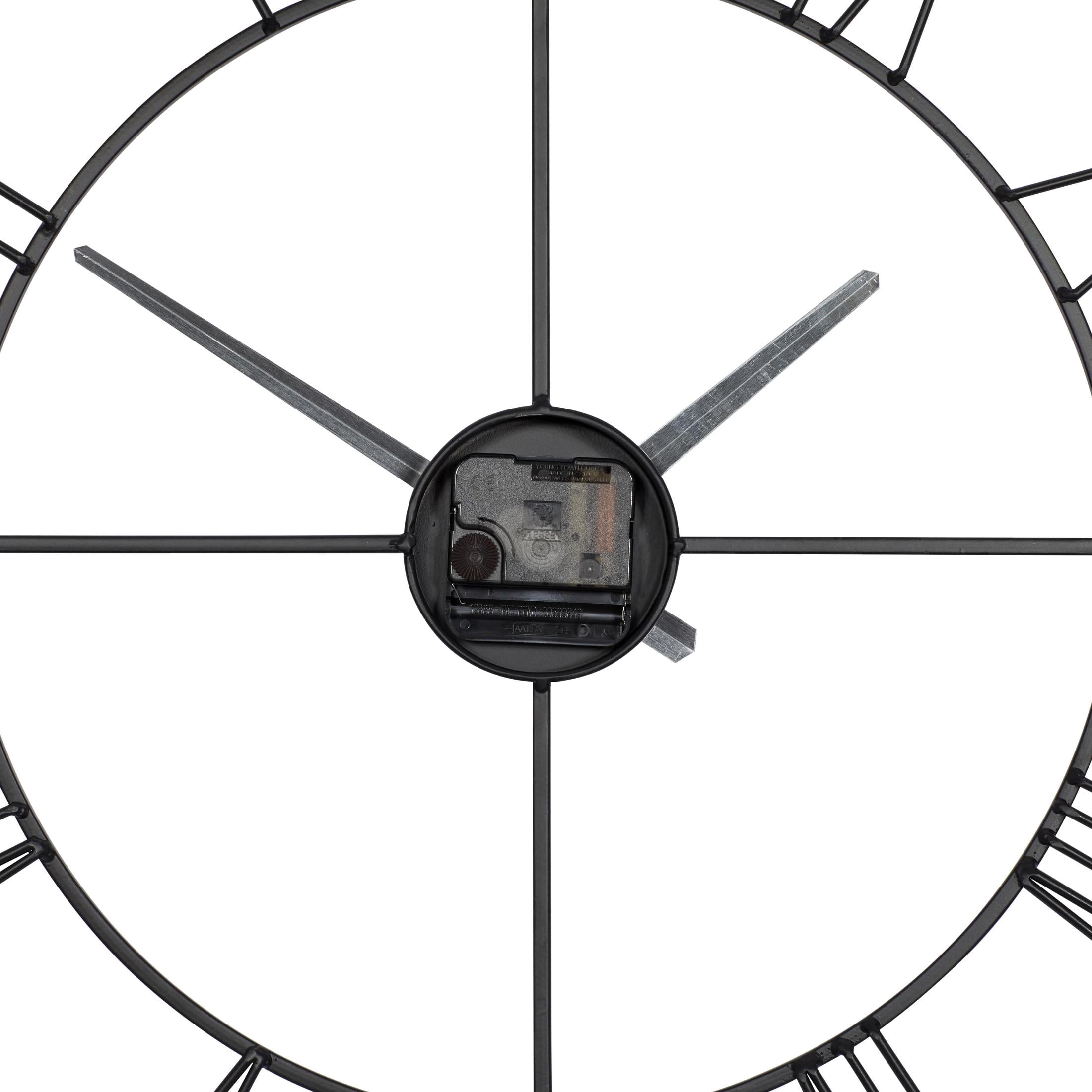 Cosmoliving by Cosmopolitan Industrial Metal Wall Clock, 24"L x 24"H, Black