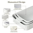 thumbnail image 3 of vancasso Baking Dish Set, Ceramic Bakeware Sets of 3, Casserole Dishes for Oven, Lasagna Pan Deep, Rectangular Baking Pan Set with Handles for Baking, White, 3 of 9