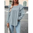 thumbnail image 4 of PRETTYGARDEN Women's Long Sleeve Blouses Ruffle Swiss Dot Crochet Loose Fit Spring Fall Tunic Dressy Casual Tops, 4 of 10