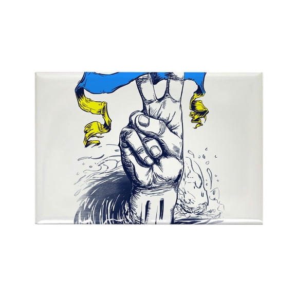 CafePress - Pro Ukraine Support Ukrainian Flag Peace S Magnets - Rectangle Magnet, 2"x3" Refrigerator Magnet