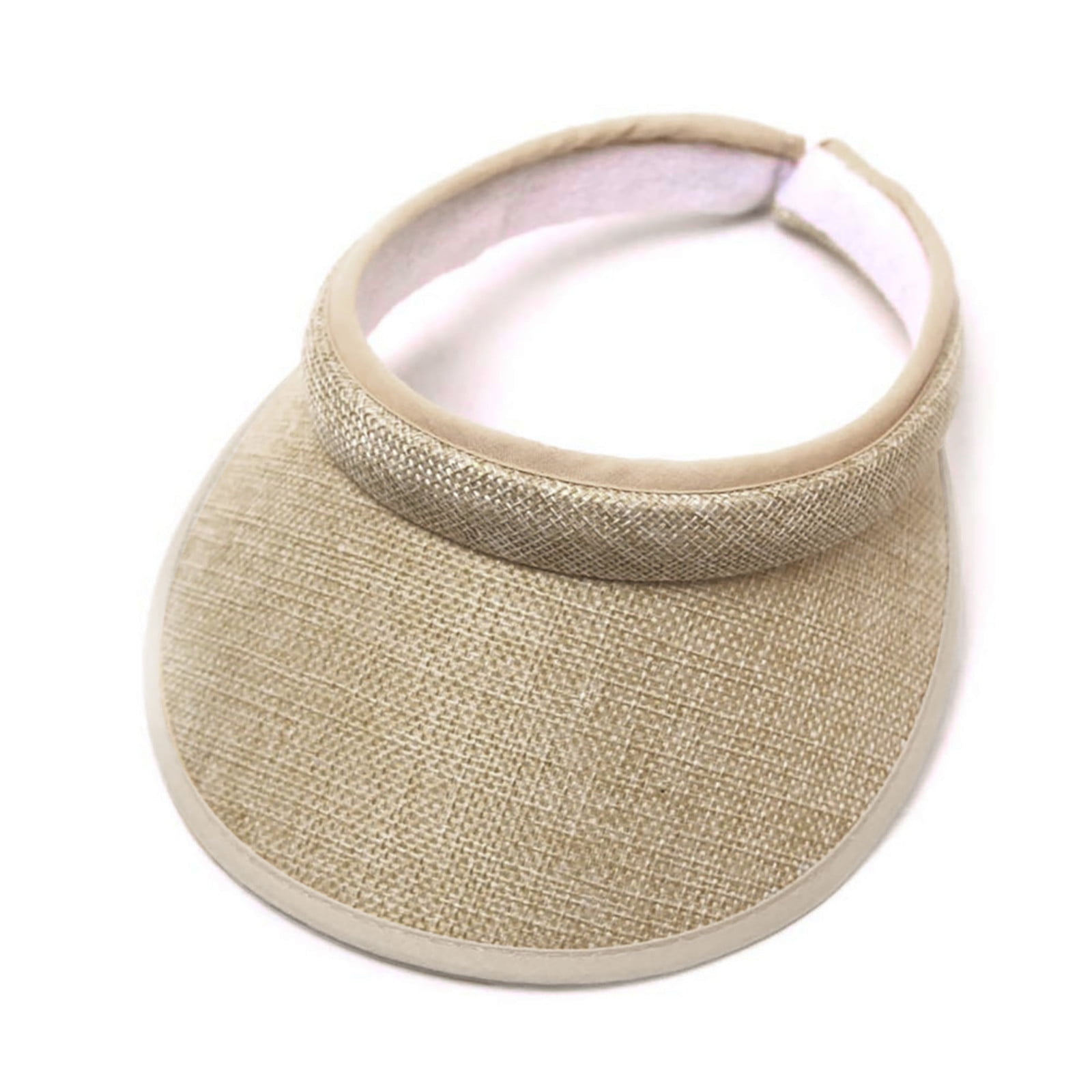 Women Straw Sun Visor Hat Wide Brim Summer UV Protection Ponytail Visor