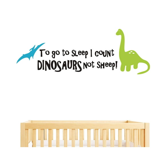 Autocollants Muraux Dinosaures pour Enfants, pour Aller Dormir Je Compte les Dinosaures Pas les Moutons, Autocollants Muraux en Vinyle pour Bébés Garçons, Déco Murale de Chambre d'Enfants, Décoration de Garderie, Autocollants Muraux Citation A32